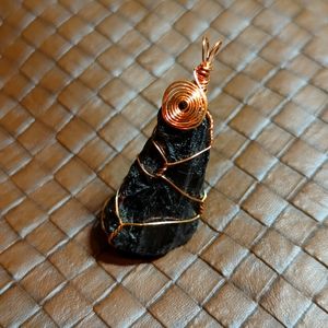 Witch's Hat Black Tourmaline Pendant Handmade